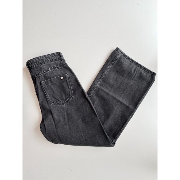 Zara Denim - ZARA Vintage Black Denim High Rise Loose Wide Leg Ankle Jeans, Size 6/28